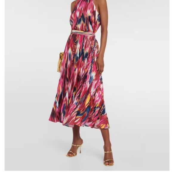 Jonathan Simkhai Dulce Pleated Maxi Midi Skirt Front Split Women's Size 0